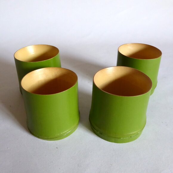 JAPAN JAPANESE HANDCRAFTED TRADITIONAL WATATAKA BAMBOO 4 PIECE SAKE CUPS (NEW) - Picture 1 of 6